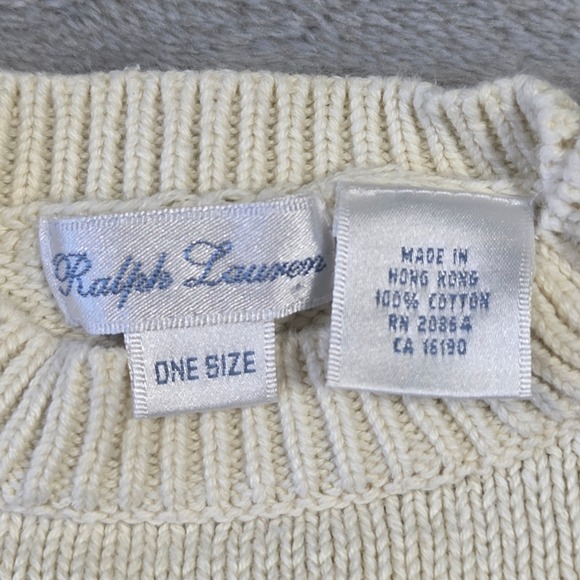 Vintage Ralph Lauren Baby Flag Sweater One Size Cotton Knit Button Shoulder Gift - Picture 5 of 6
